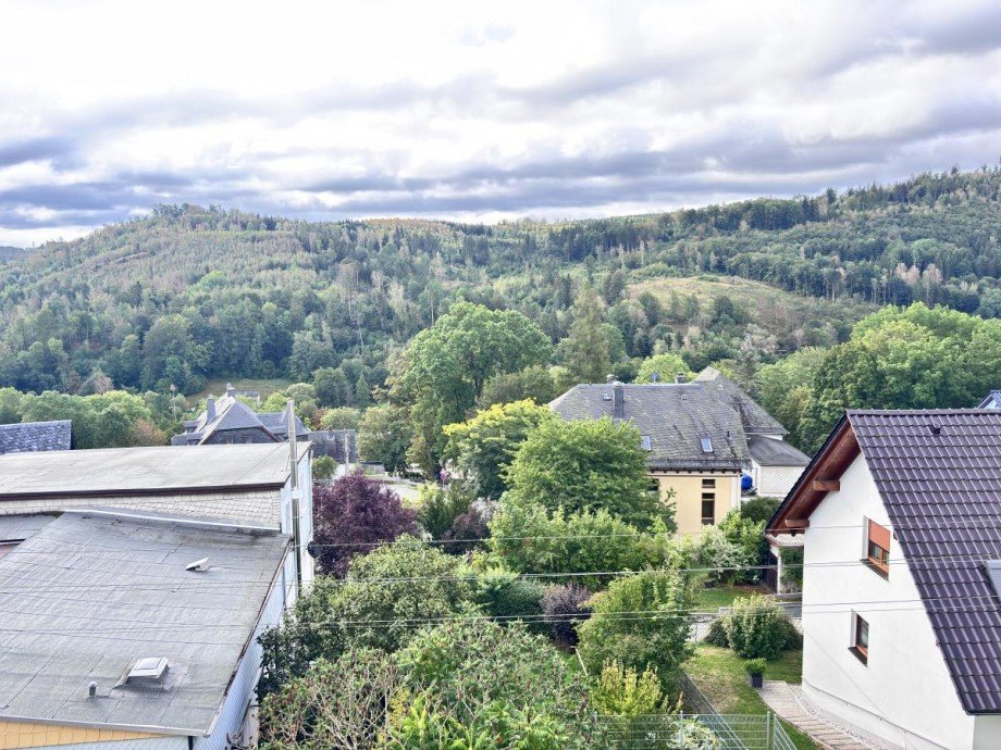 Ausblick Schlafzimmer Wohnung Rosenthal am Rennsteig