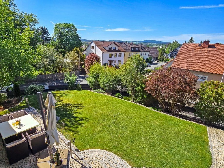 Ausblick vom Balkon Einfamilienhaus Rehau