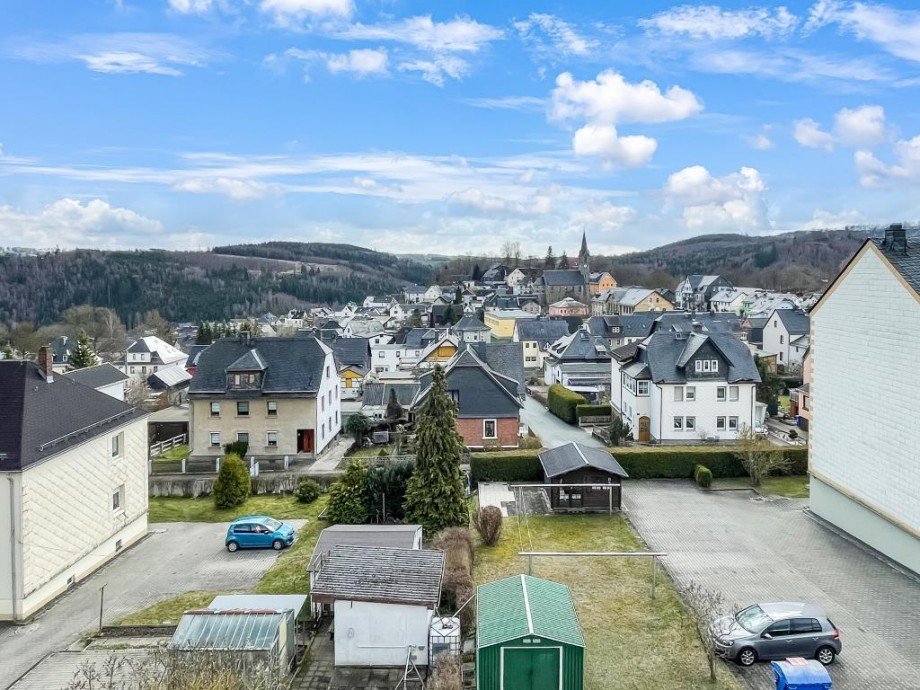 Ausblick Wohnzimmer Wohnung Rosenthal am Rennsteig