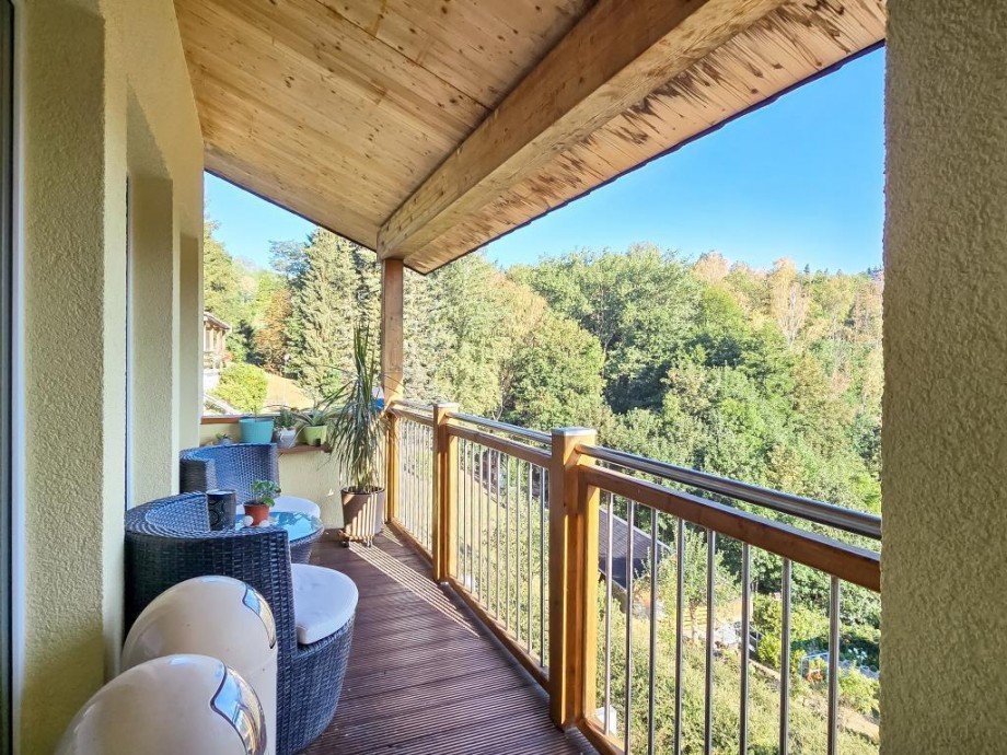 Balkon mit Saaleblick Mehrfamilienhaus Rosenthal am Rennsteig