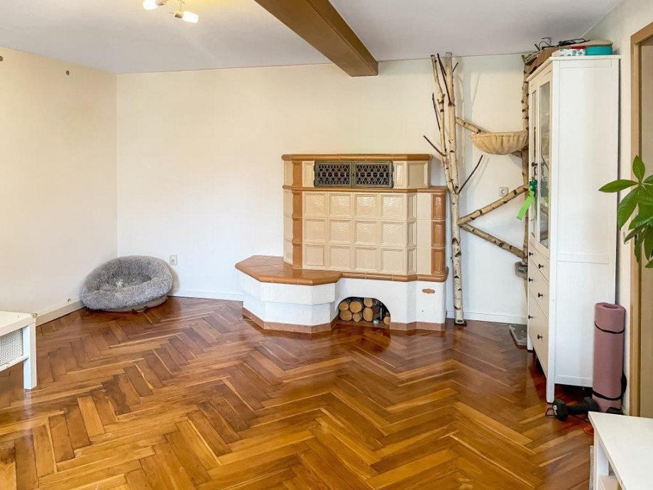 Wohnzimmer mit Kamin Einfamilienhaus Remptendorf